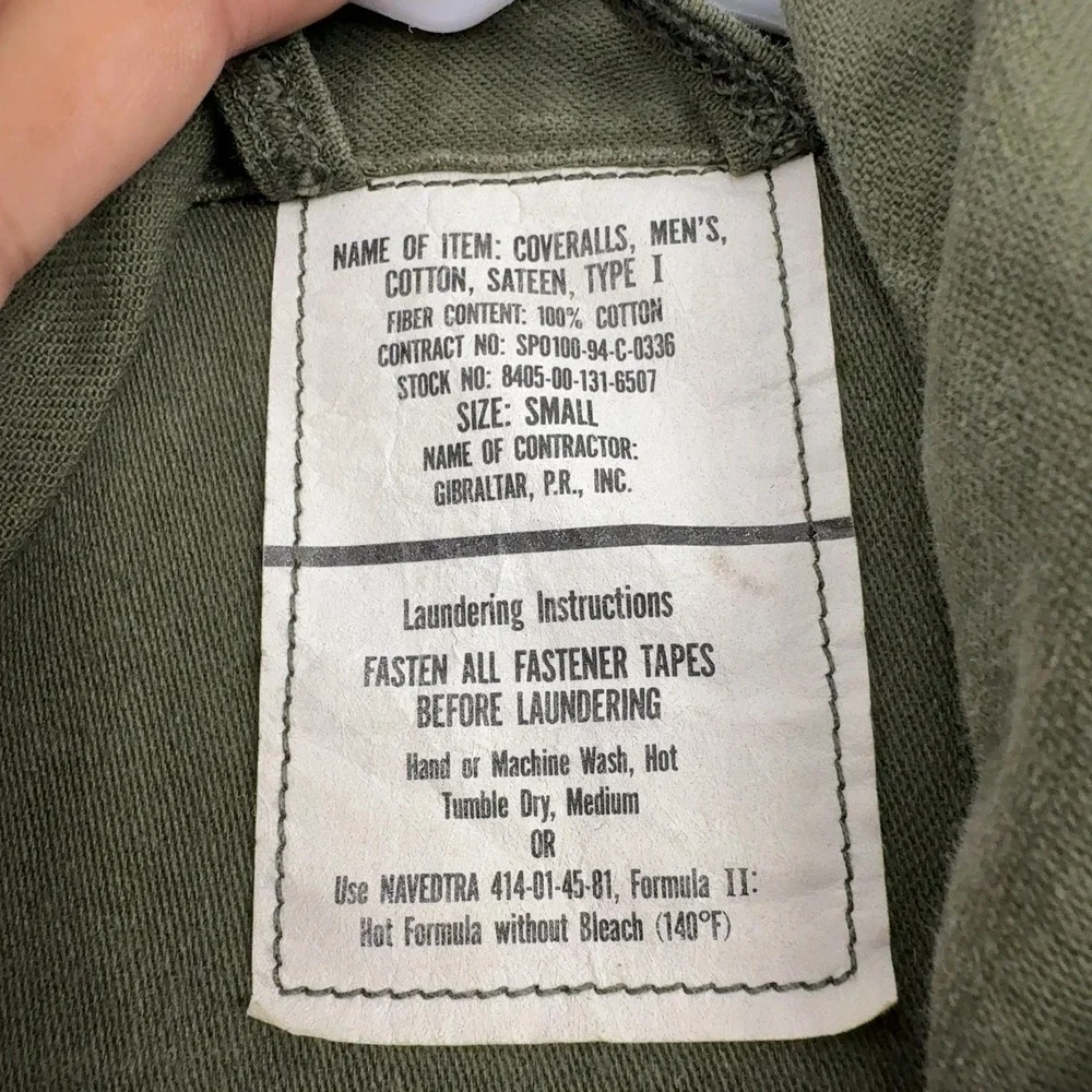 Vintage Gibraltar Coveralls Men Small Green Cotton Sateen Graphic Workwear Style